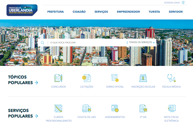 Imagem do site da prefeitura de uberlândia para ilustrar as ações de egov realizadas pela secretaria de comunicação
